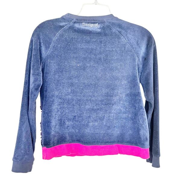 Desigual kids EPICURO sweatshirt reversible sequins sparkly velour size 9-10 - Picture 5 of 10
